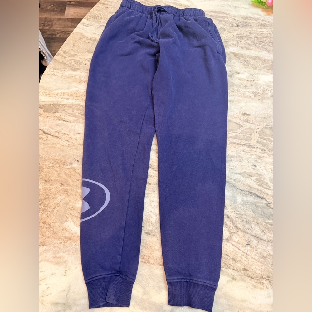 Under Armour Fleece Jogger Sweatpants Navy Blue Small Loose Drawstring Logo